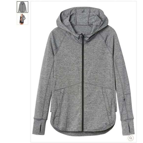 Athleta Med Gray Baja UPF 50+ Hooded Zip Jacket with Thumb Holes Arm Pockets XXS - Picture 1 of 12